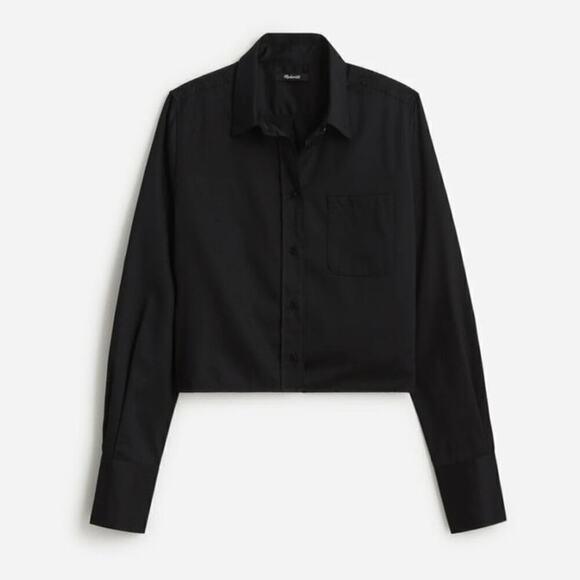 Madewell Relaxed Button Up Shirt Cropped True Black Size XL NWT - Picture 10 of 10